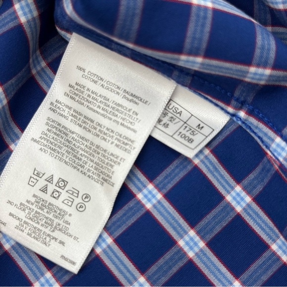 NWT Brooks Brothers Men’s Regent Fit Non-Iron Blue Red Button Down Shirt Medium - Picture 8 of 11